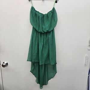 Strapless Tube Top Size Medium Green  With Mesh Like Overlay (A34)